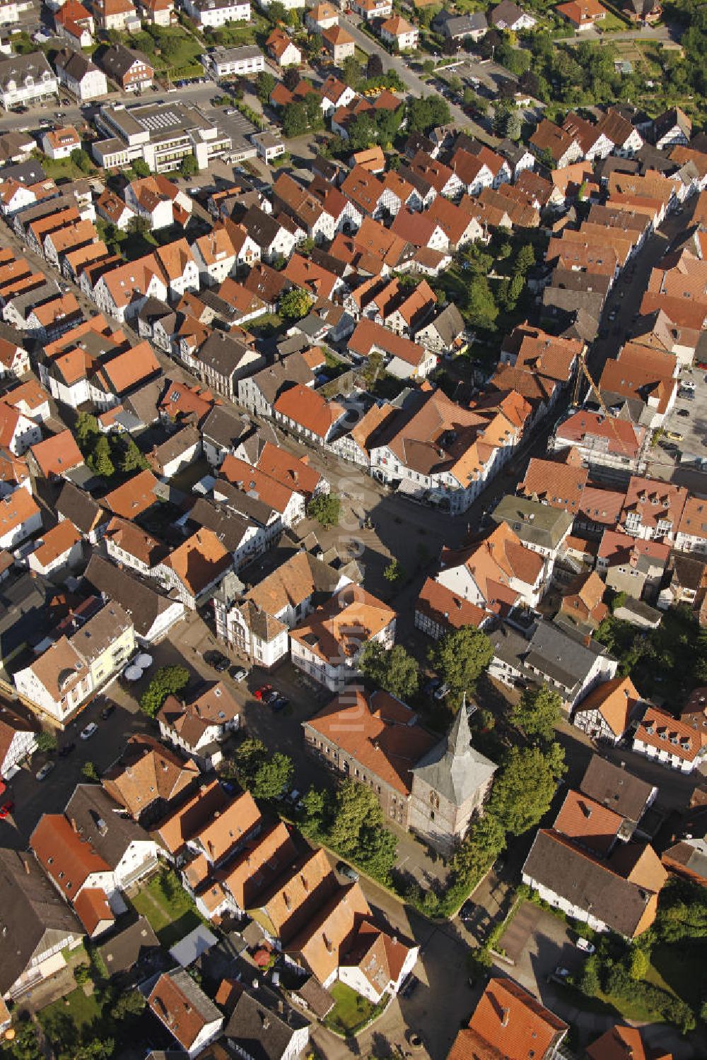 Luftbild Blomberg - Die Innenstadt von Blomberg in Nordrhein-Westfalen mit dem Glockenturm der ehemaligen Martinikirche