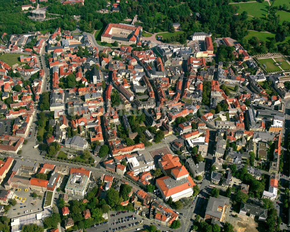 Weimar aus der Vogelperspektive: Die Innenstadt von Weimar im Bundesland Thüringen