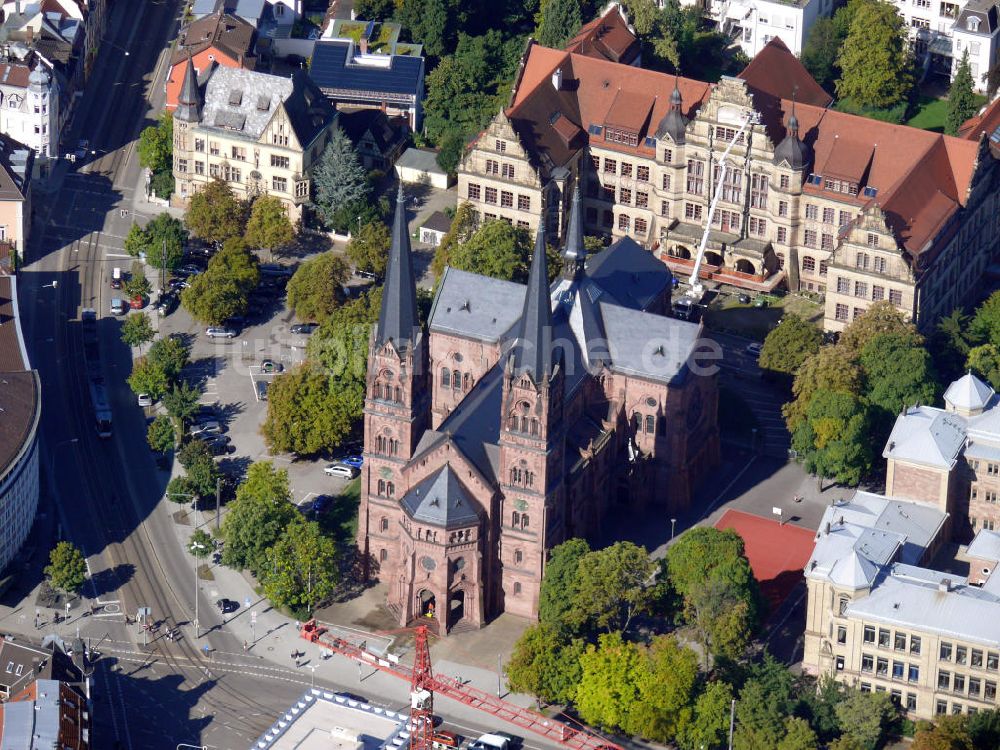 Freiburg im Breisgau aus der Vogelperspektive: Die Johanneskirche in Freiburg, Baden-Württemberg