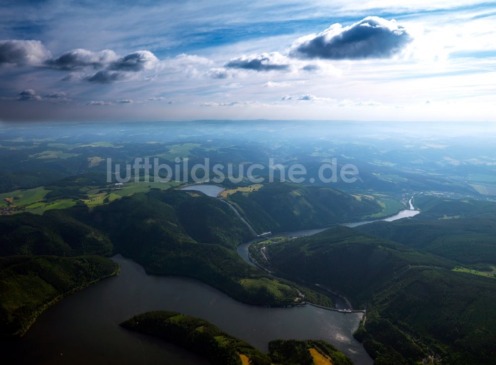 Hohenwarte aus der Vogelperspektive: Die Landschaft und Talsperre Hohenwarte im Bundesland Thüringen