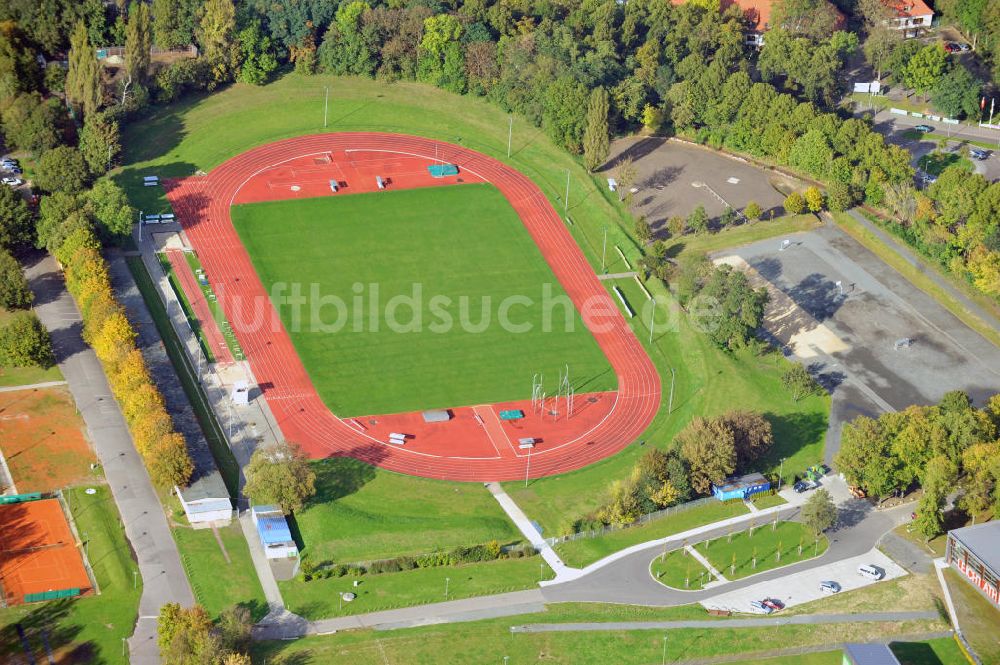 Leipzig von oben - Die Leichtathletik-Nordanlage im Sportforum Leipzig