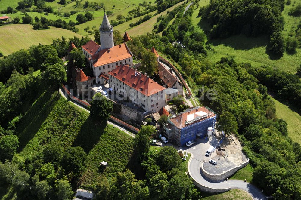 Seitenroda aus der Vogelperspektive: Die Leuchtenburg in Seitenroda, Thüringen