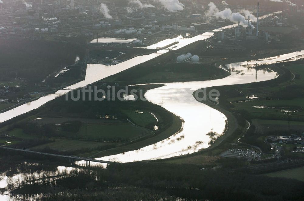 Luftbild Marl - Die Lippe und deren Zufluss am Chemiepark in Marl in Nordrhein-Westfalen