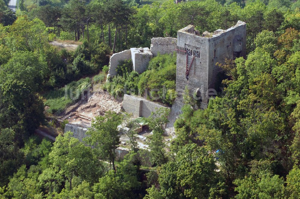 JENA aus der Vogelperspektive: Die Lobdeburg ist eine Burgruine bei Lobeda, einem Ortsteil von Jena.