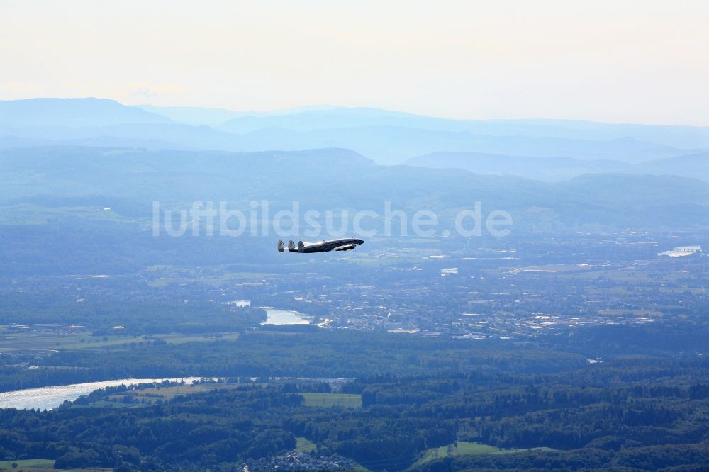 Rheinfelden (Baden) von oben - Die Lockheed Super Constellation im Flug über dem Dinkelberg bei Rheinfelden im Bundesland Baden-Württemberg