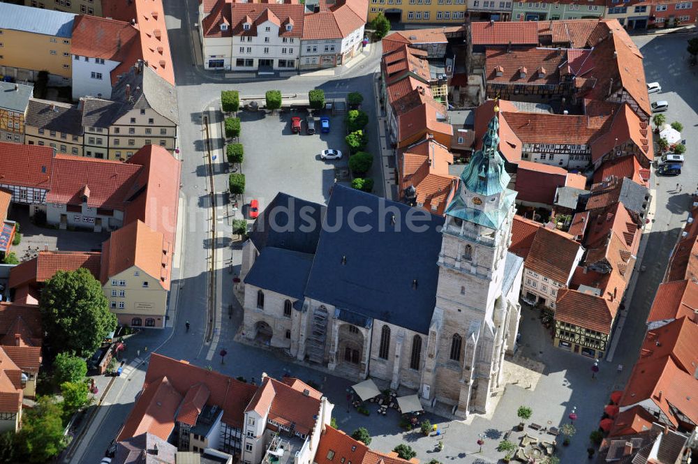 Bad Langensalza aus der Vogelperspektive: Die Marktkirche in Bad Langensalza, Thüringen