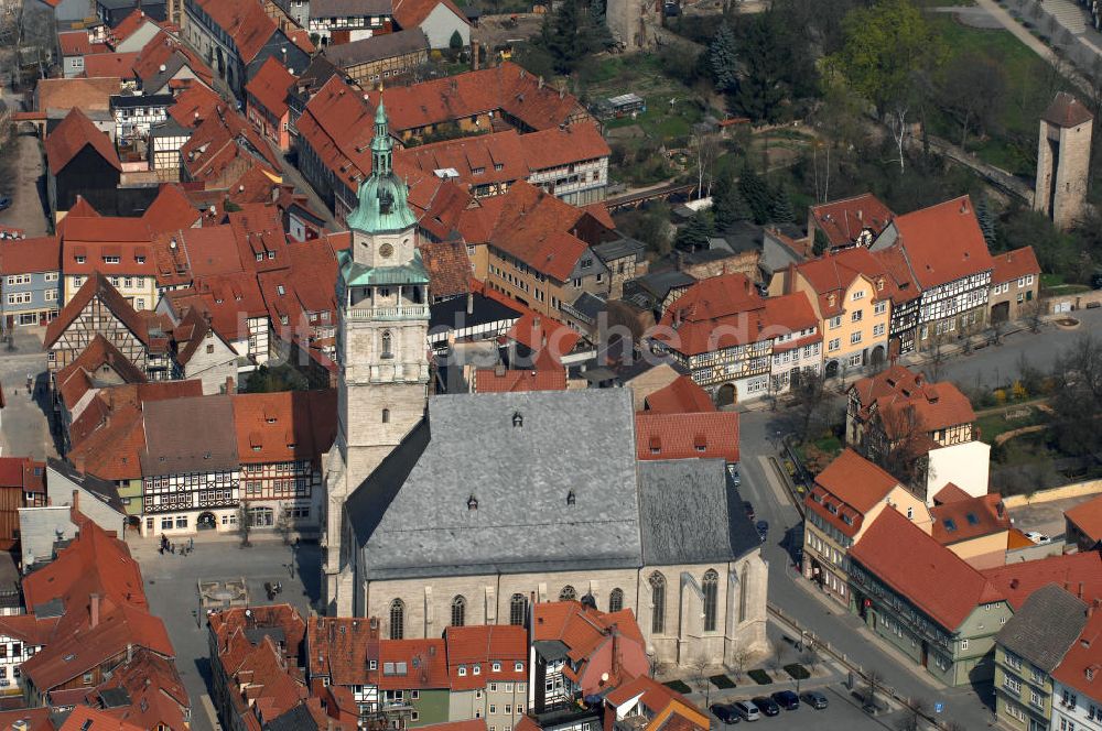 Bad Langensalza von oben - Die Marktkirche St. Bonifacius in Bad Langensalza