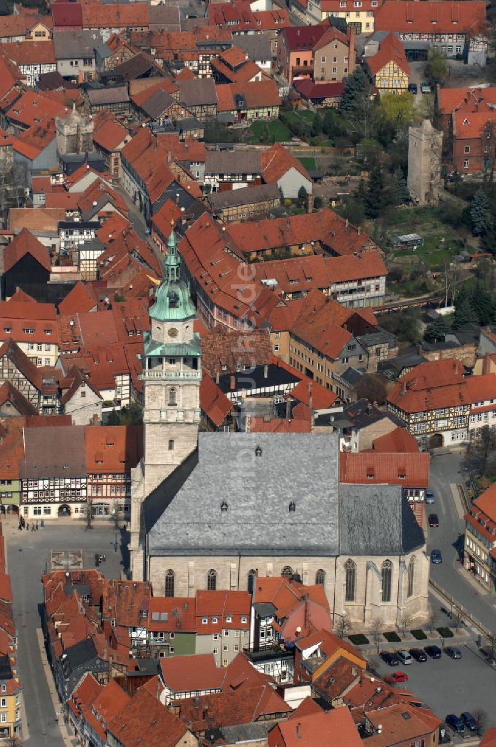 Bad Langensalza aus der Vogelperspektive: Die Marktkirche St. Bonifacius in Bad Langensalza