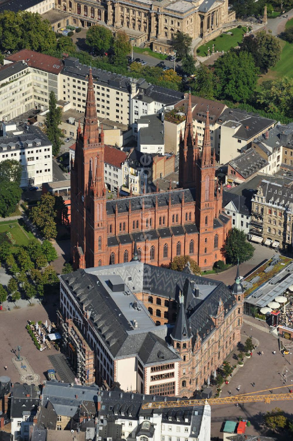 Luftbild Wiesbaden - Die Marktkirche am Schloßplatz in Wiesbaden