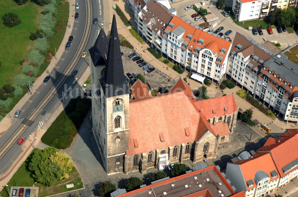 Halberstadt aus der Vogelperspektive: Die Martinikirche ist eine Kirche im gotischen Baustil im Zentrum von Halberstadt in Sachsen-Anhalt