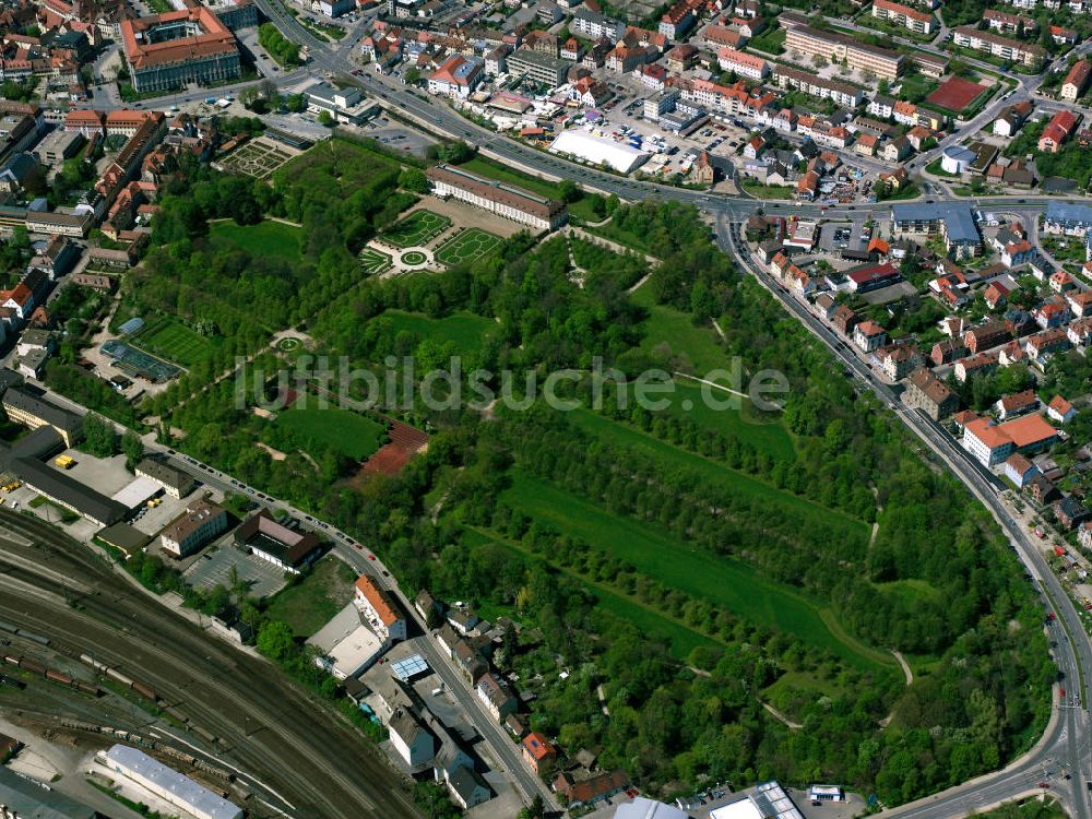 Ansbach aus der Vogelperspektive: Die Orangerie und der Hofgarten der Residenz Ansbach in Bayern