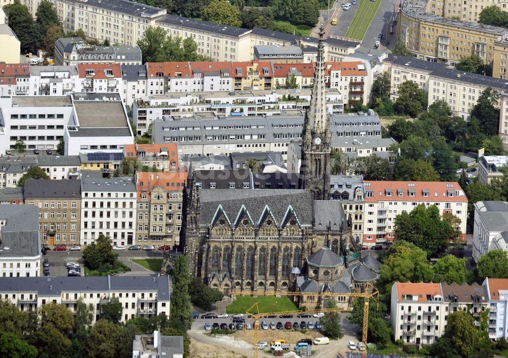 Leipzig aus der Vogelperspektive: Die Peterskirche in Leipzig, Sachsen