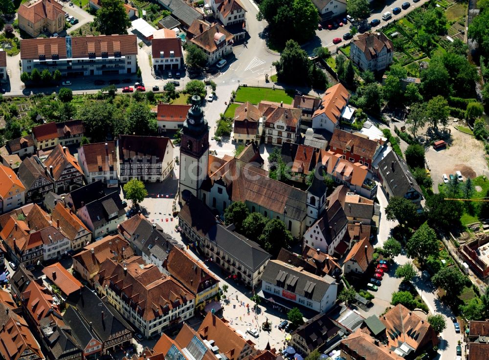 Haslach im Kinzigtal von oben - Die Pfarrkirche in Haslach im Bundesland Baden-Württemberg