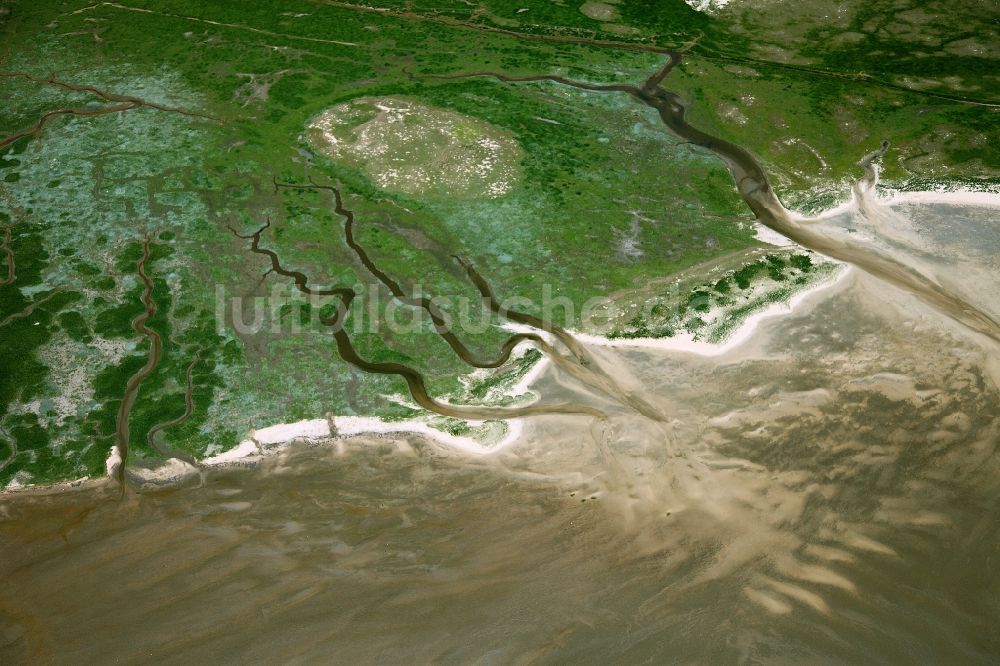 Norderney von oben - Die Priele des Wattenmeers auf der Insel Norderney im Bundesland Niedersachsen