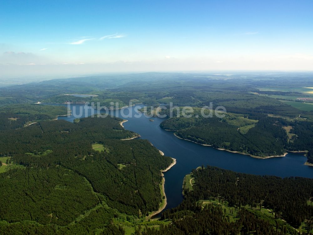 Oberharz am Brocken von oben - Die Rappbodetalsperre und der Rappbodestausee im Landkreis Harz im Bundesland Sachsen-Anhalt