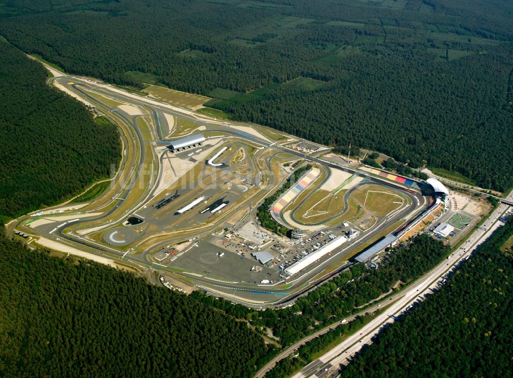 Luftaufnahme Hockenheim - Die Rennstrecke Hockenheimring in Baden-Württemberg