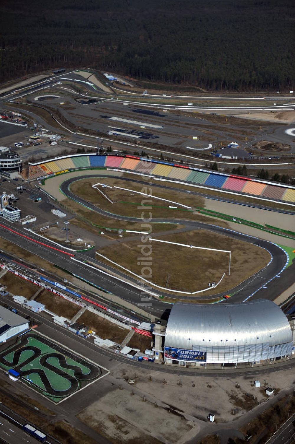 Luftaufnahme Hockenheim - Die Rennstrecke Hockenheimring in Baden-Württemberg