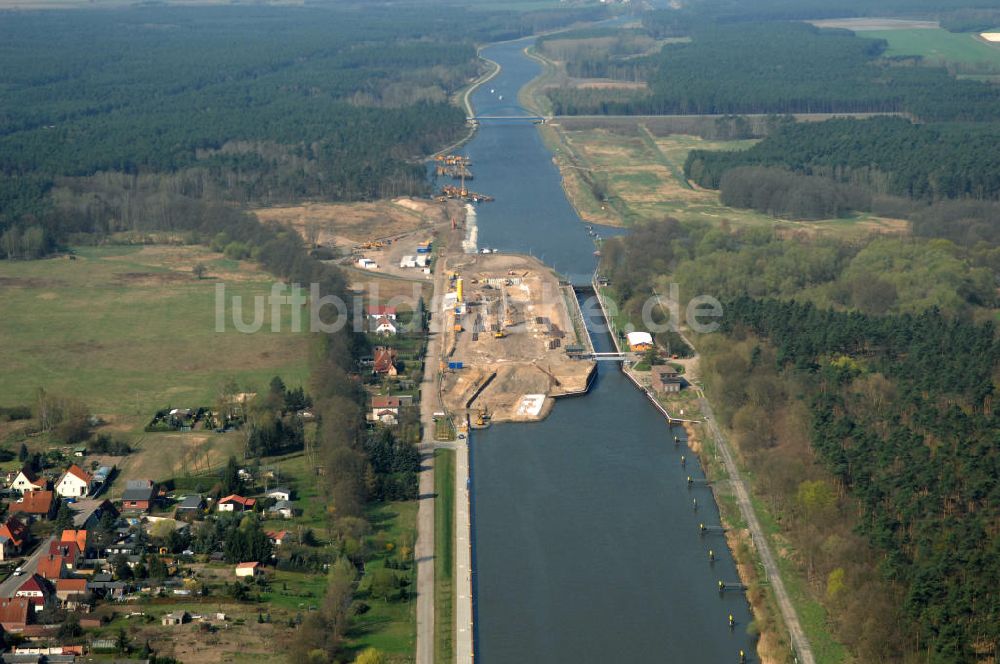 Luftaufnahme WUSTERWITZ - Die Schleuse in Wusterwitz am Elbe-Havel-Kanal