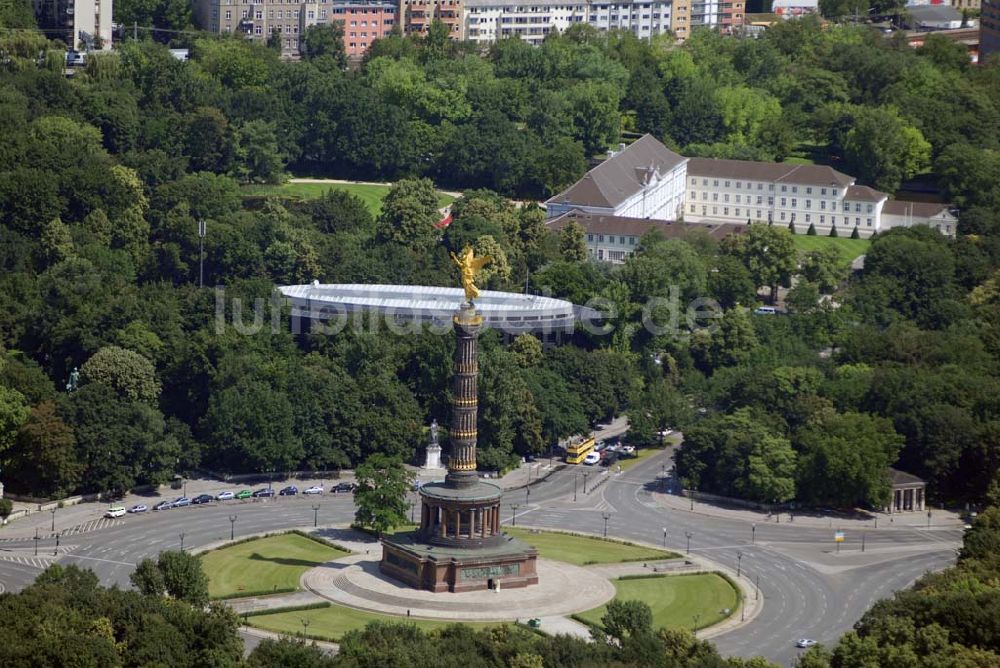 Luftaufnahme Berlin - Die Siegessäule im Berliner Tiergarten