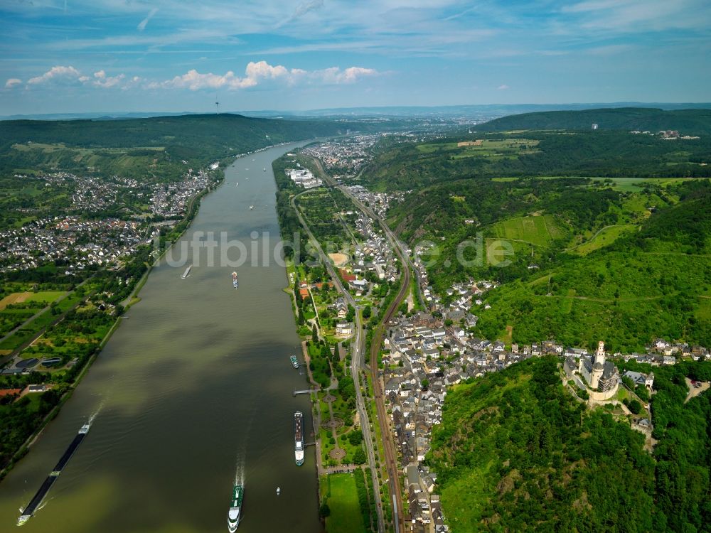 Braubach aus der Vogelperspektive: Die Stadt Braubach am Rhein im Bundesland Rheinland-Pfalz