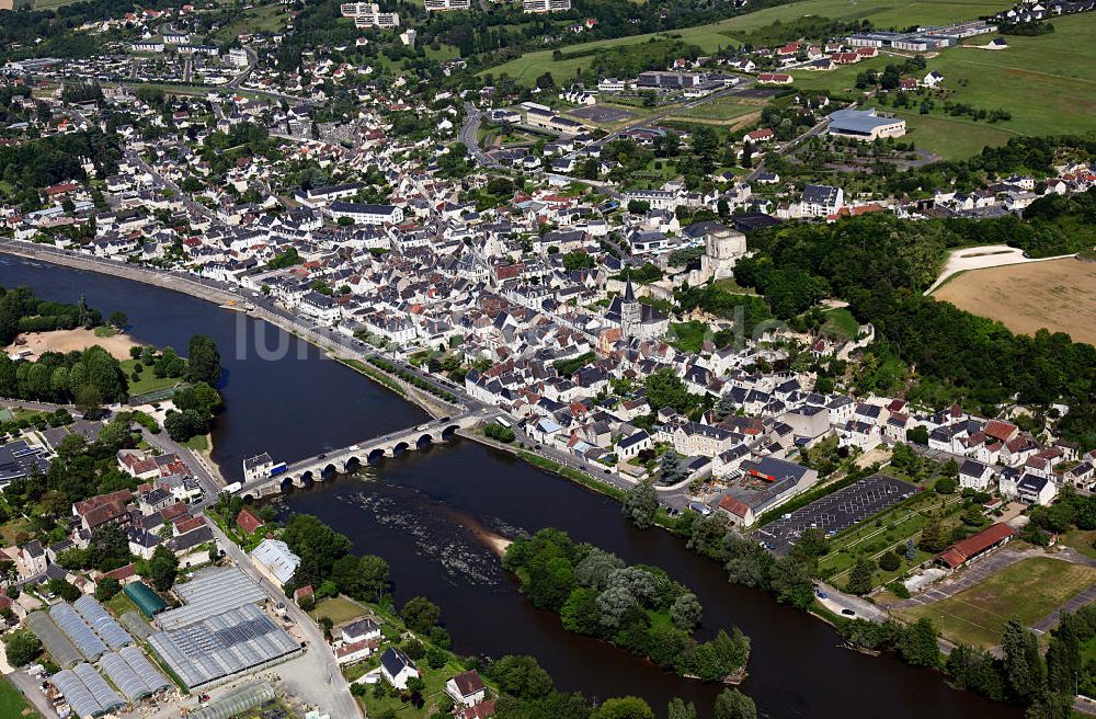 Luftaufnahme Montrichard - Die Stadt Montrichard am Fluss Cher im Loiretal