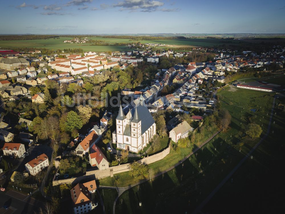 Geithain aus der Vogelperspektive: Die Stadtkirche St. Nikolai in Geithain, im Bundesland Sachsen, Deutschland