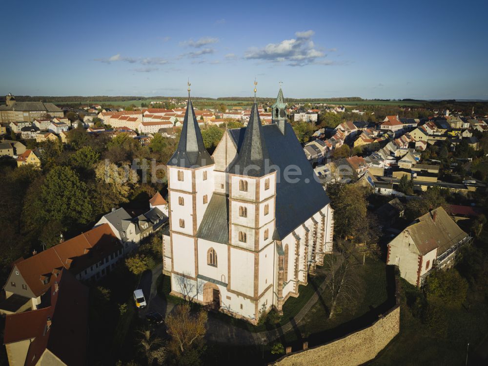 Luftaufnahme Geithain - Die Stadtkirche St. Nikolai in Geithain, im Bundesland Sachsen, Deutschland