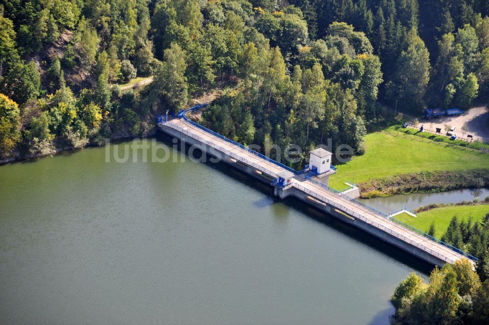 Wippra aus der Vogelperspektive: Die Talsperre Wippra in Sachsen-Anhalt