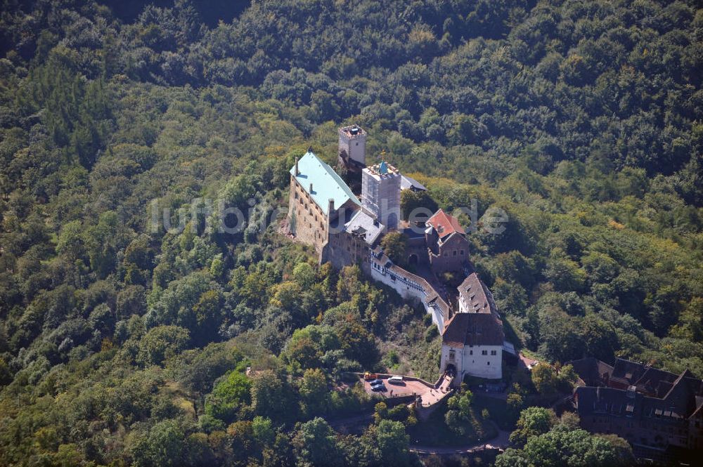 Eisenach aus der Vogelperspektive: Die Wartburg in Eisenach