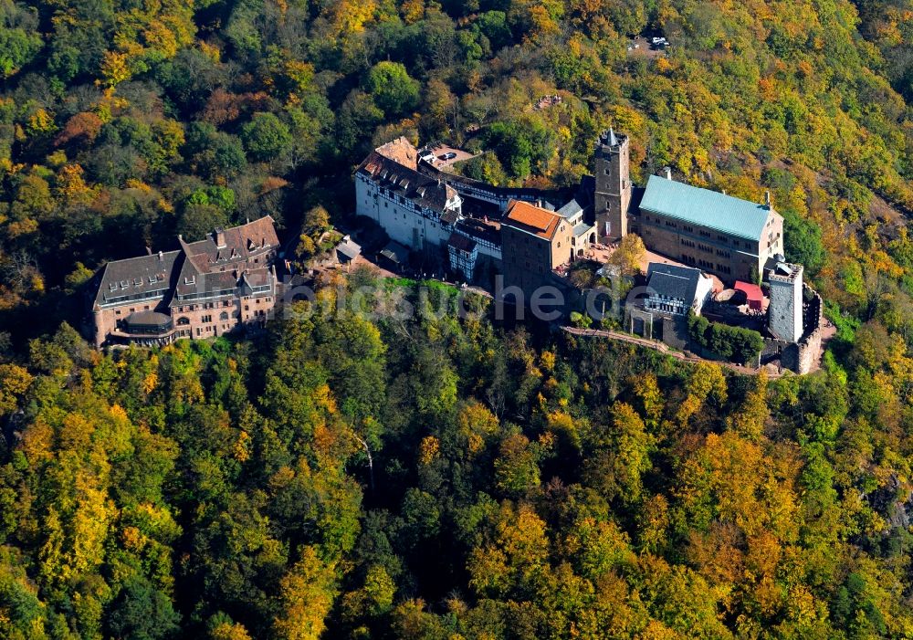 Eisenach aus der Vogelperspektive: Die Wartburg in Eisenach im Bundesland Thüringen