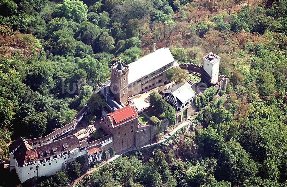 Luftaufnahme Eisenach/ Thüringen - Die Wartburg Wartburg-Stiftung, Auf der Wartburg 99817 Eisenach Telefon: 0 36 91/25 00 Fax: 0 36 91/20 33 42 Email: info@wartburg-eisenach