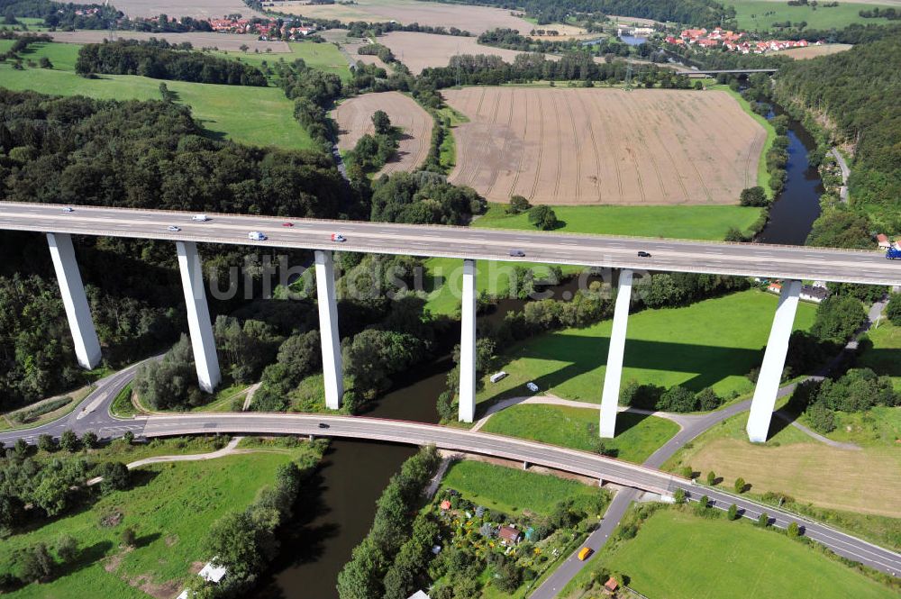 Eisenach von oben - Die Werratalbrücke Hörschel in Thüringen