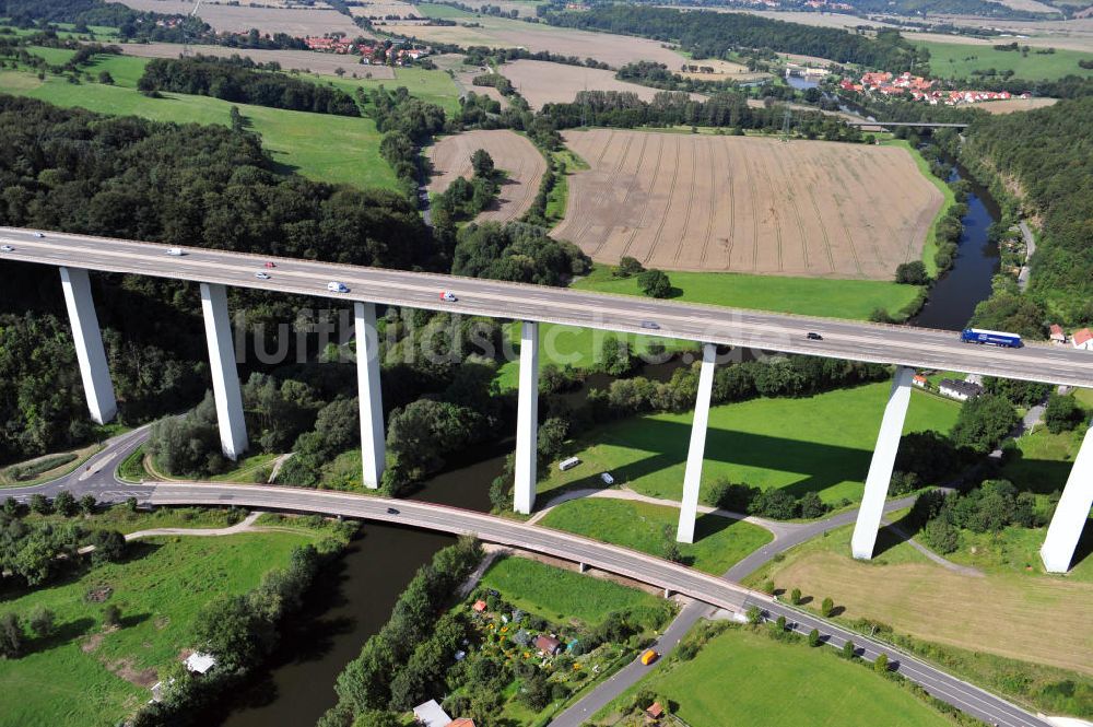 Eisenach aus der Vogelperspektive: Die Werratalbrücke Hörschel in Thüringen