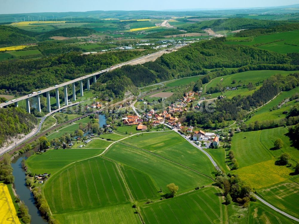 Eisenach von oben - Die Werratalbrücke im Ortsteil Hörschel in Eisenach im Bundesland Thüringen