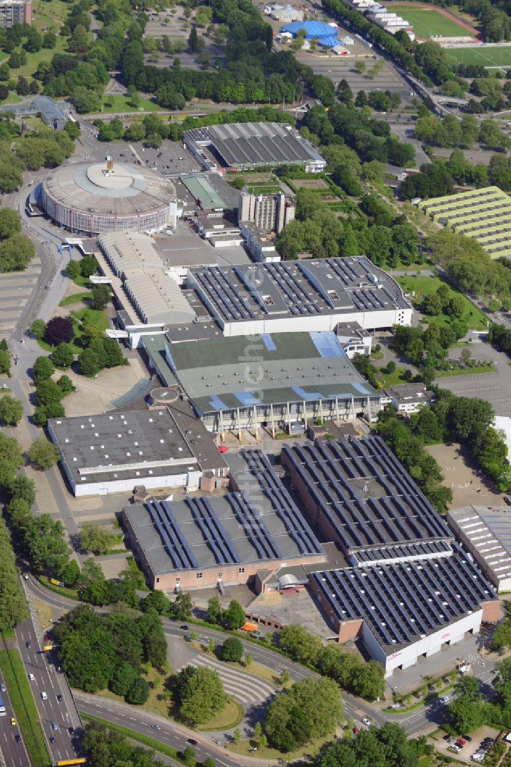 Luftaufnahme Dortmund - Die Westfalenhallen in Dortmund im Bundesland Rheinland-Westfalen