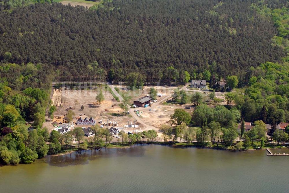 Bad Saarow / Brandenburg von oben - Direkt am größten See im Land Brandenburg, dem Scharmützelsee, entsteht das Feriendorf ?Schlosspark Bad Saarow?