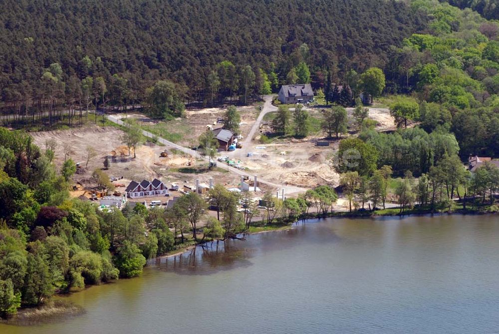 Bad Saarow / Brandenburg von oben - Direkt am größten See im Land Brandenburg, dem Scharmützelsee, entsteht das Feriendorf ?Schlosspark Bad Saarow?