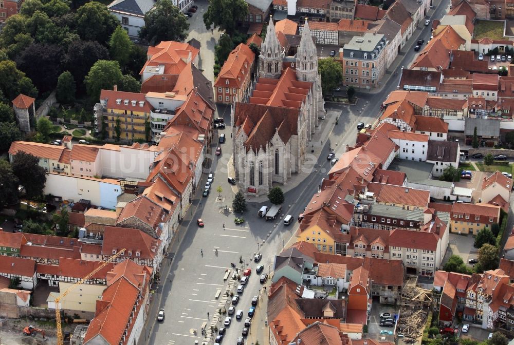 Mühlhausen von oben - Divi-Blasii- Kirche am Untermarkt in Mühlhausen Thüringen