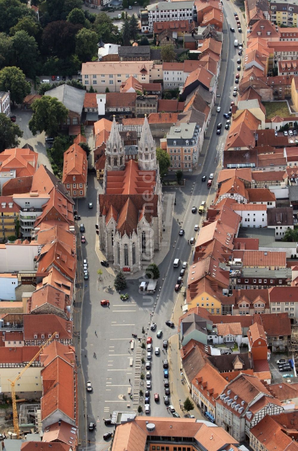 Mühlhausen aus der Vogelperspektive: Divi-Blasii- Kirche am Untermarkt in Mühlhausen Thüringen