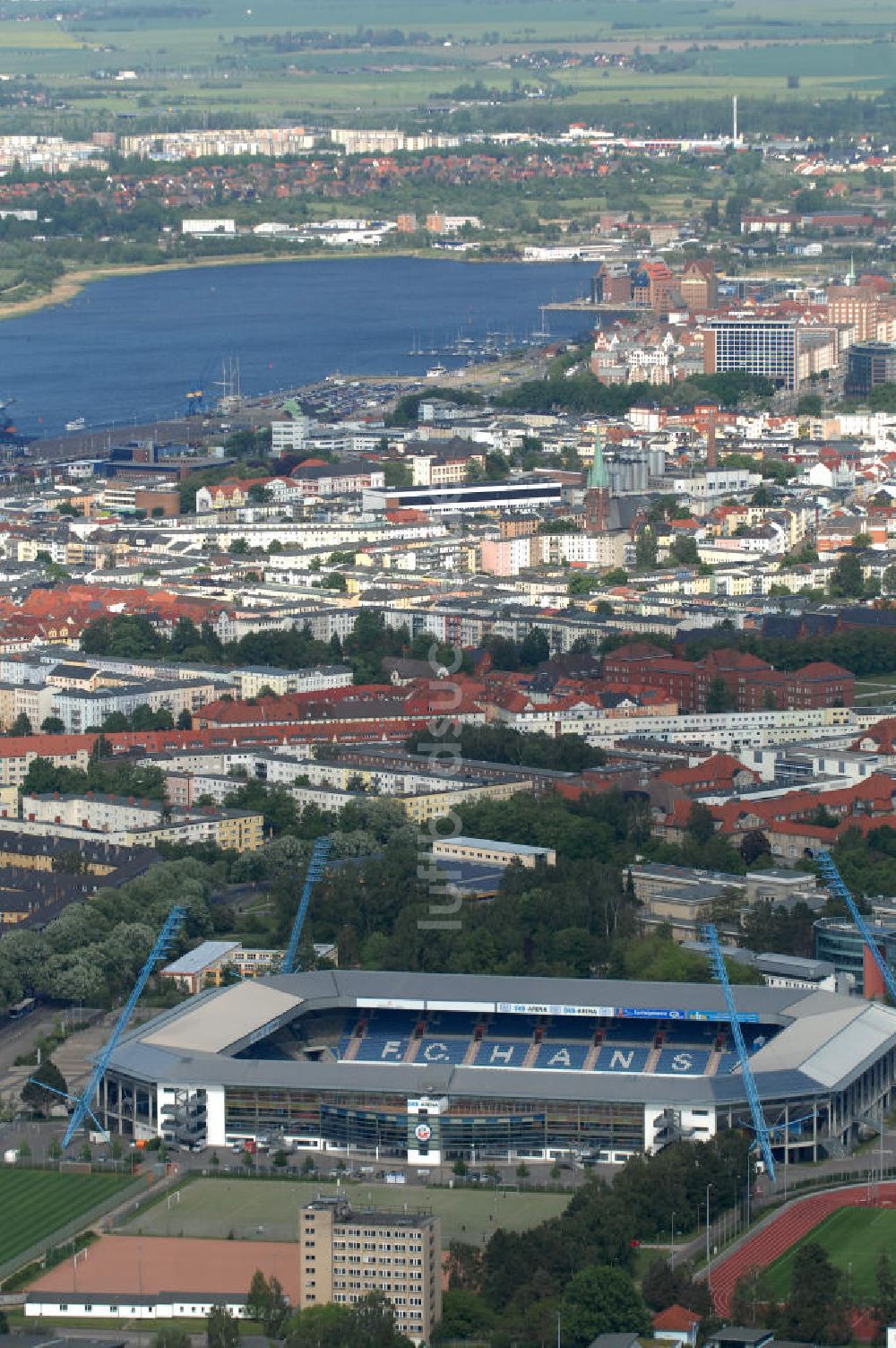 Luftbild Rostock - DKB-Arena in Rostock