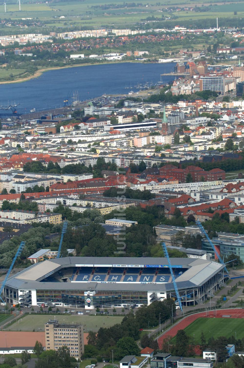 Luftaufnahme Rostock - DKB-Arena in Rostock