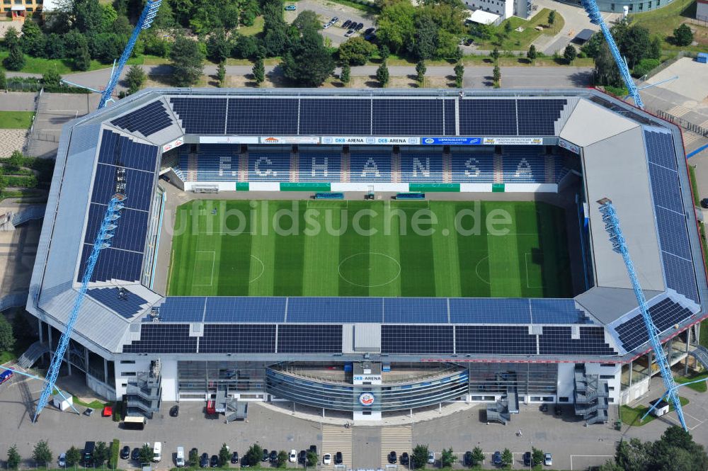 Rostock aus der Vogelperspektive: DKB-Arena / Stadion des F.C. Hansa Rostock e.V.