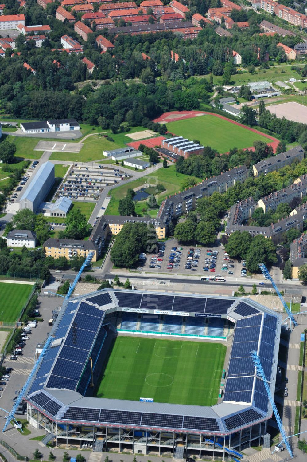 Rostock aus der Vogelperspektive: DKB-Arena / Stadion des F.C. Hansa Rostock e.V.