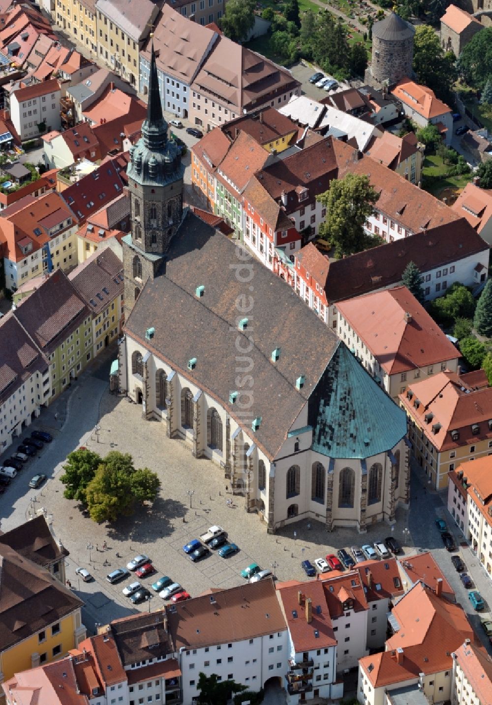 Bautzen von oben - Dom Sankt Petri in Bautzen im Bundesland Sachsen