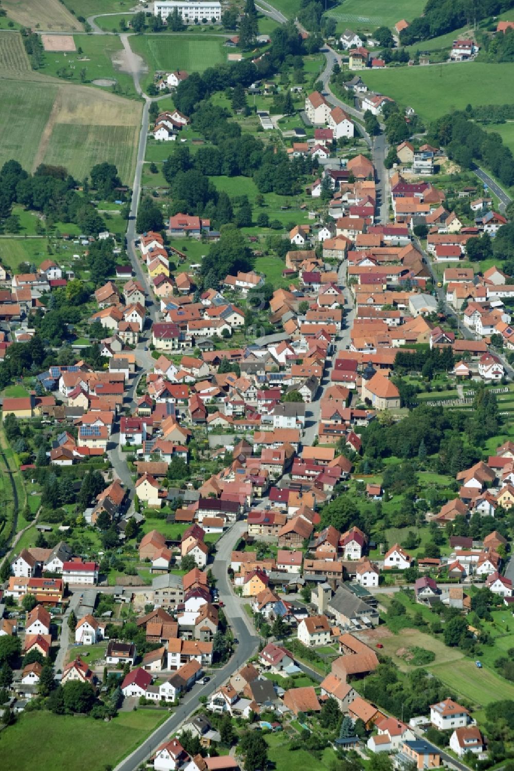 Luftaufnahme Creuzburg - Dorf - Ansicht in Creuzburg im Bundesland Thüringen, Deutschland