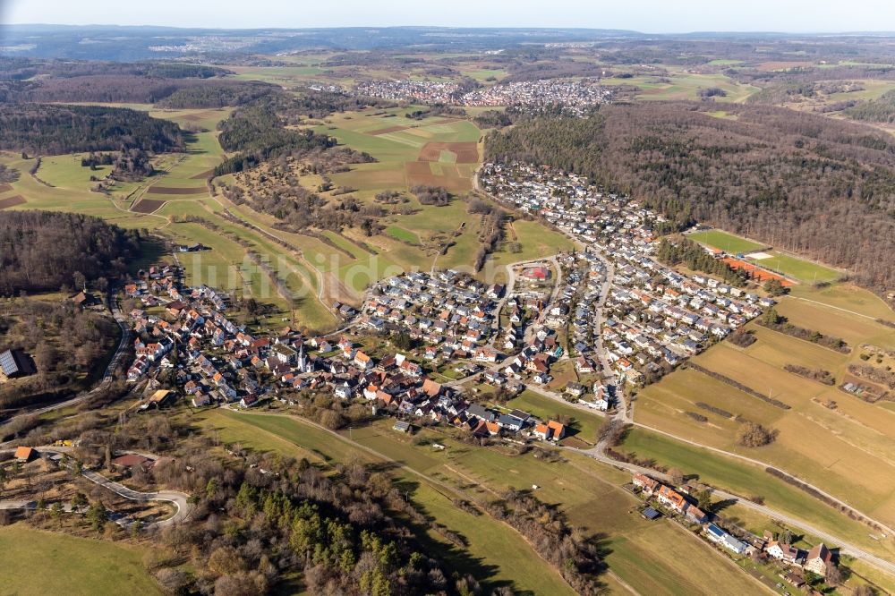 Dachtel von oben - Dorf - Ansicht in Dachtel im Bundesland Baden-Württemberg, Deutschland