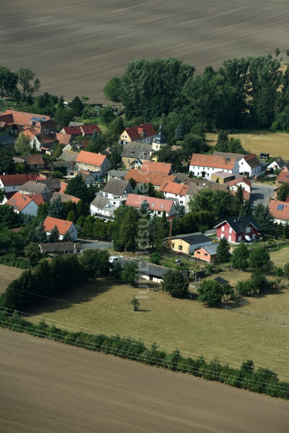 Luftaufnahme Eßleben-Teutleben - Dorf - Ansicht von Eßleben in der Gemeinde Eßleben-Teutleben im Bundesland Thüringen