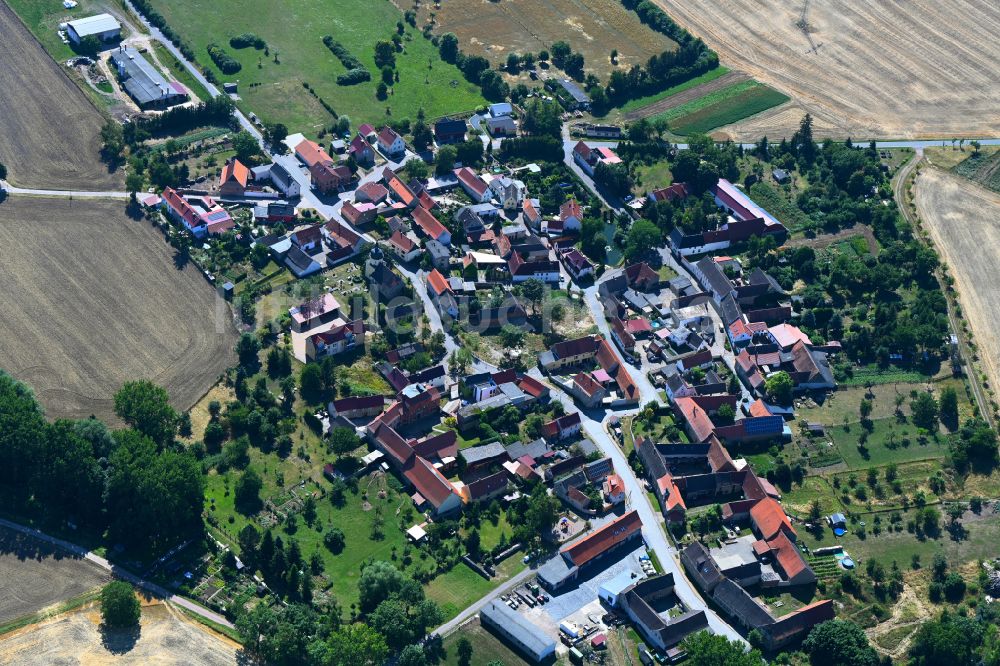 Eßleben-Teutleben von oben - Dorf - Ansicht von Eßleben in der Gemeinde Eßleben-Teutleben im Bundesland Thüringen