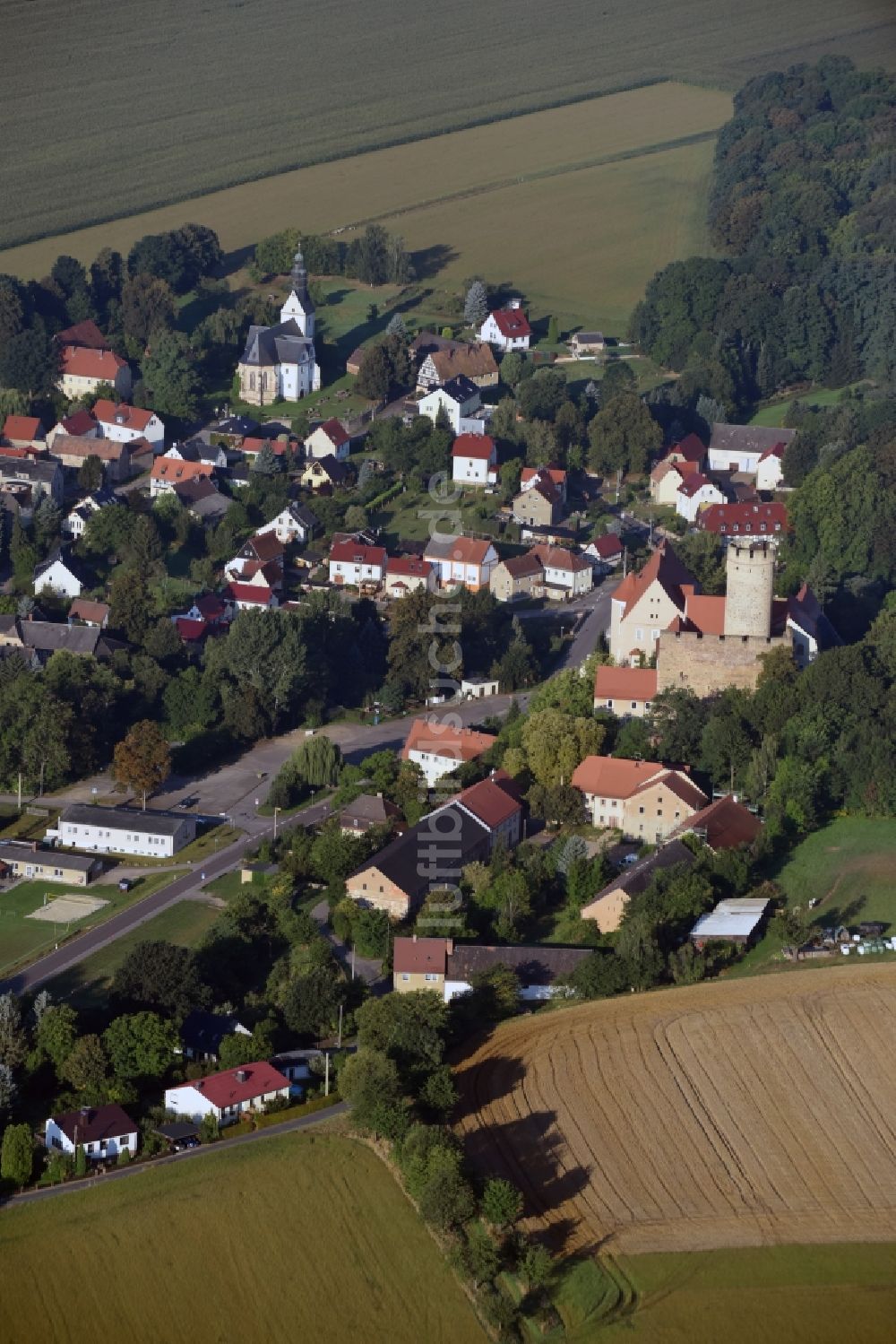 Luftaufnahme Gnandstein - Dorf - Ansicht von Gnandstein im Bundesland Sachsen