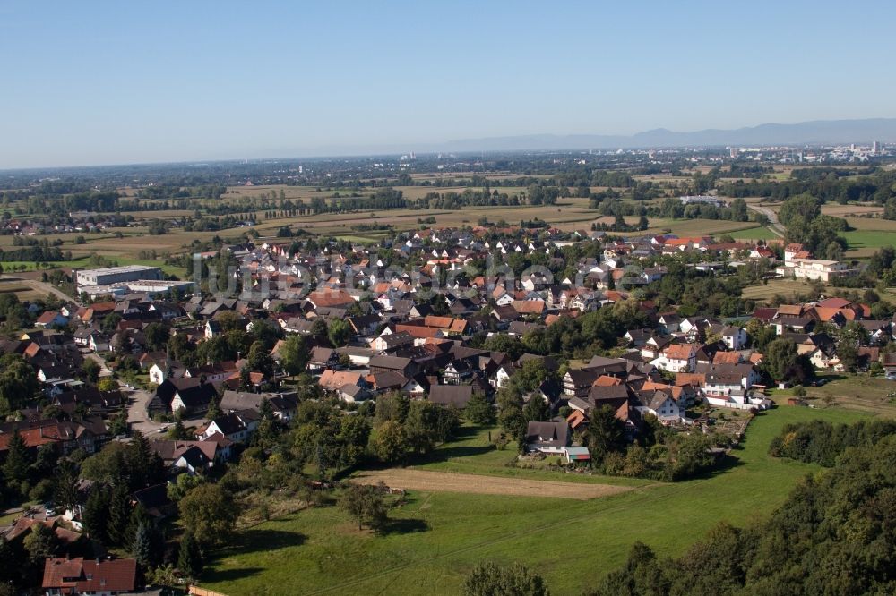 Kehl von oben - Dorf - Ansicht im Ortsteil Bodersweier in Kehl im Bundesland Baden-Württemberg